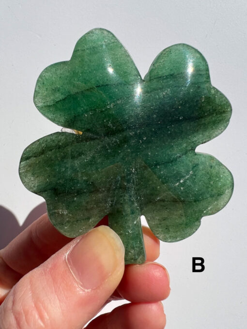 Green Strawberry Quartz four-leaf clover