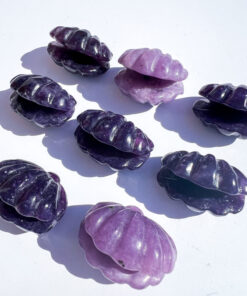 Lepidolite shell carving