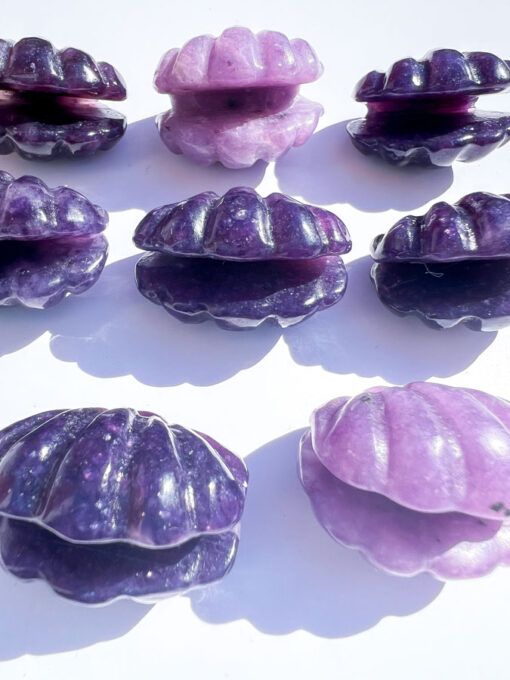 Lepidolite shell carving