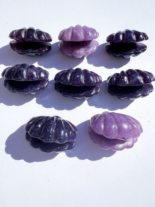 Lepidolite shell carving