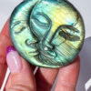 Labradorite moon and sun carving