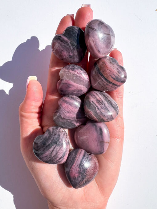 Puffy Rhodonite heart carving