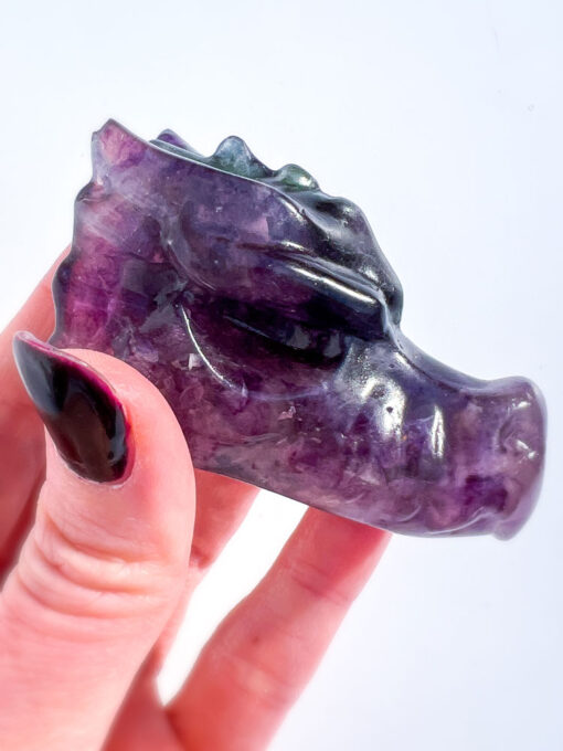 Fluorite dragon head carving