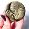 Gold Sheen Obsidian moon and sun face carving