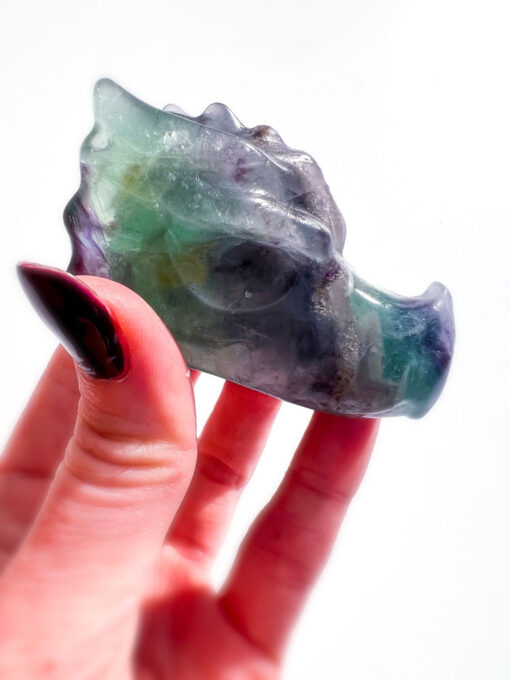 Fluorite dragon head carving