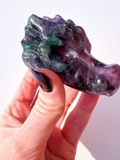 Fluorite dragon head carving