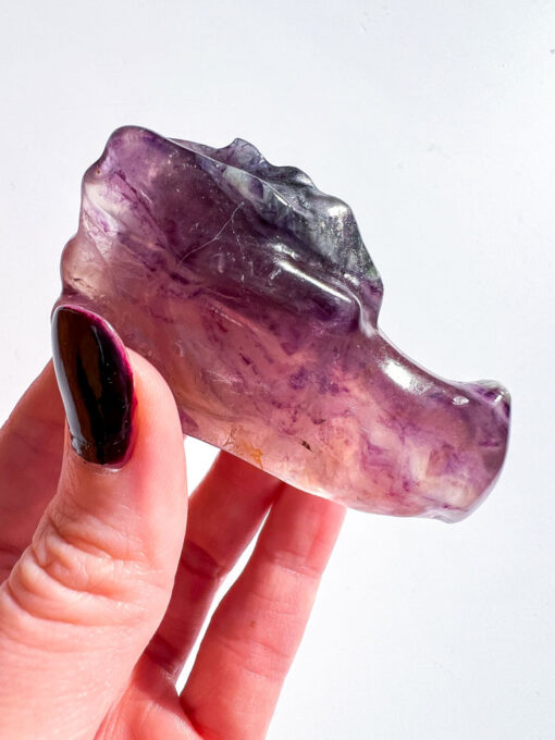 Fluorite dragon head carving