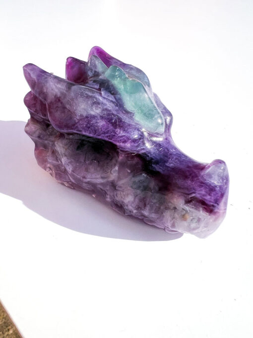 Fluorite dragon head carving