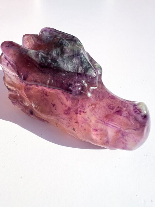 Fluorite dragon head carving