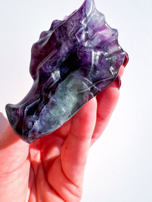 Fluorite dragon head carving