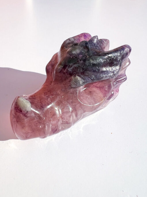 Fluorite dragon head carving