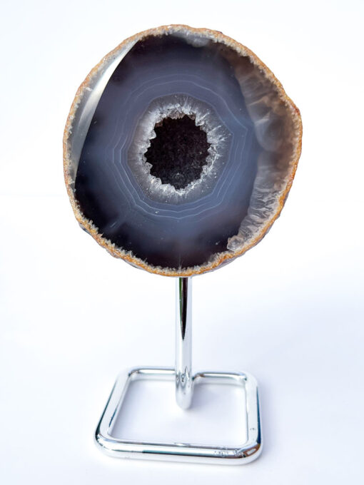 Druzy Agate geode on a stand