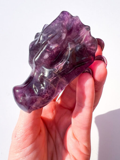 Fluorite dragon head carving