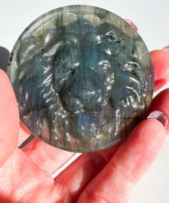 Labradorite lion head carving