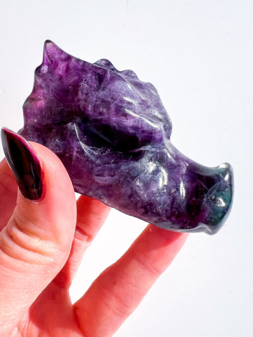 Fluorite dragon head carving