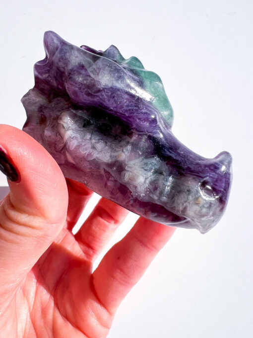 Fluorite dragon head carving