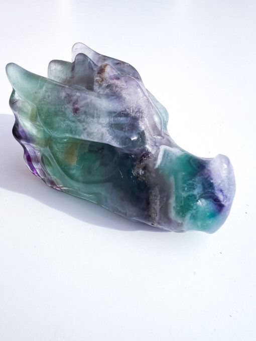 Fluorite dragon head carving