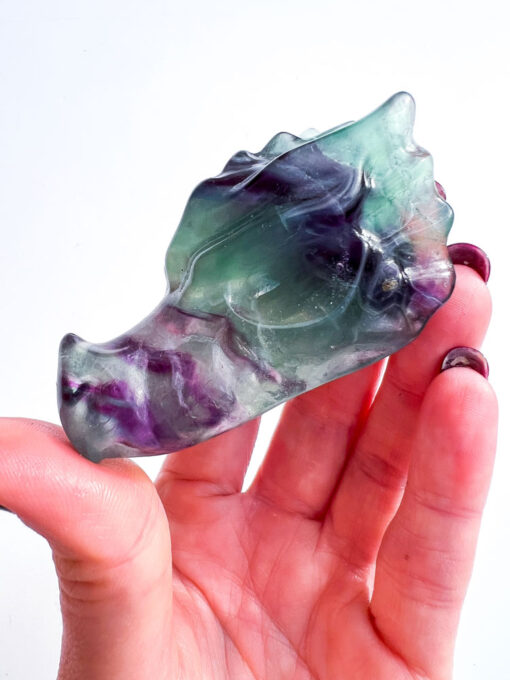 Fluorite dragon head carving