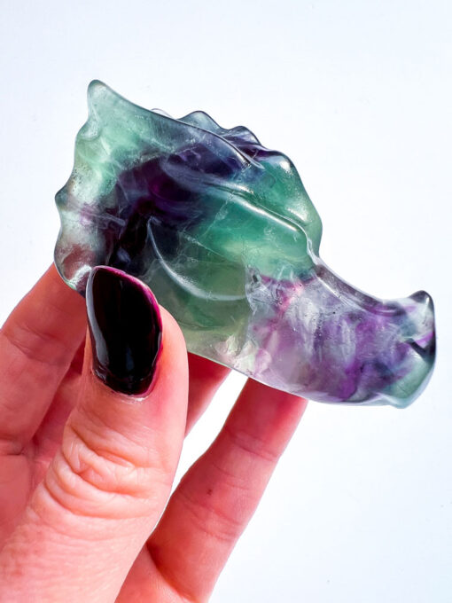 Fluorite dragon head carving