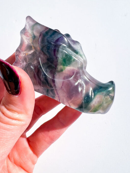 Fluorite dragon head carving