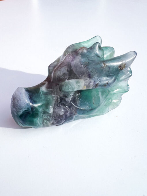 Fluorite dragon head carving