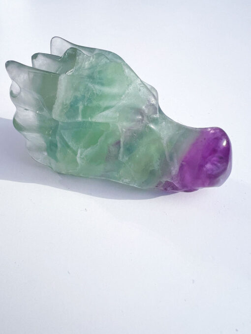 Fluorite dragon head carving