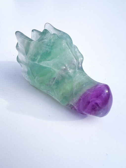 Fluorite dragon head carving