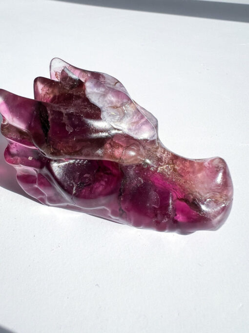 Fluorite dragon head carving