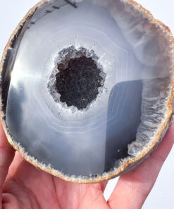 Druzy Agate geode on a stand