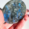 Labradorite lion head carving