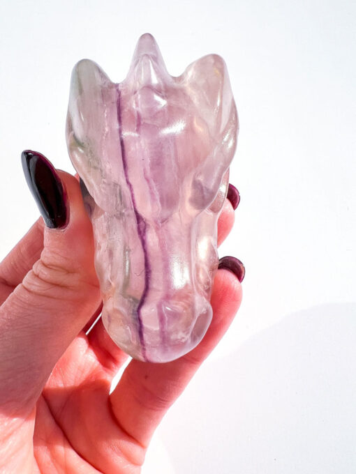 Fluorite dragon head carving