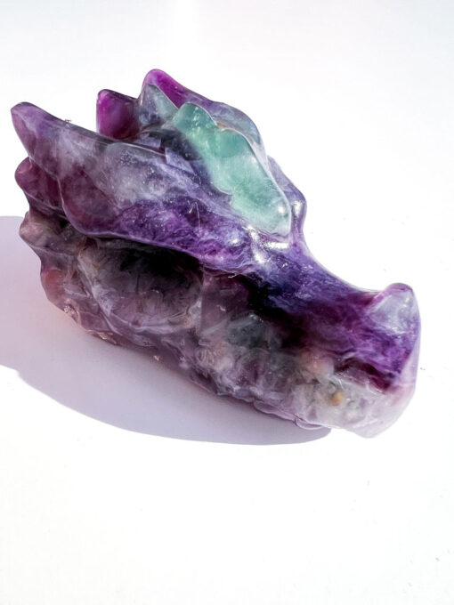 Fluorite dragon head carving