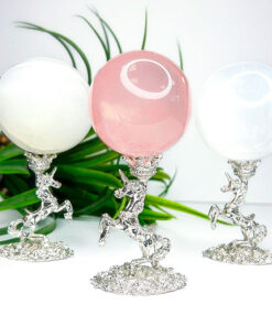 silver unicorn crystal sphere stand