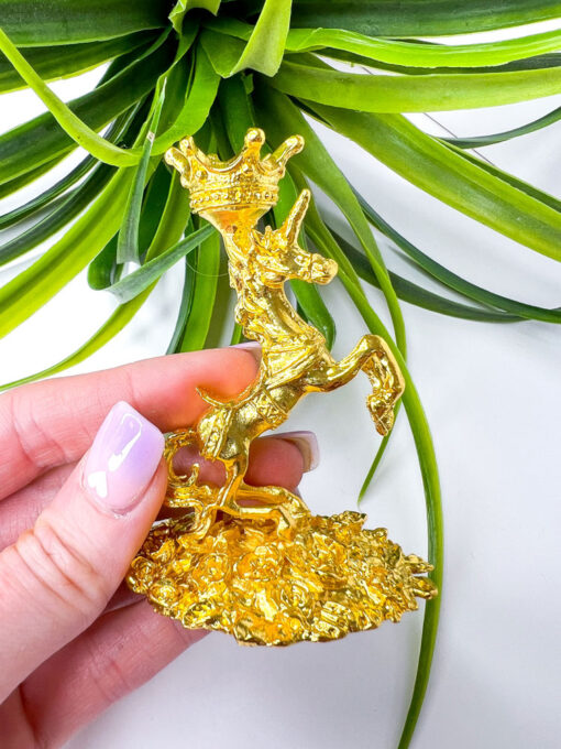 gold unicorn crystal sphere stand