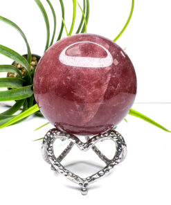 silver heart crystal sphere stand