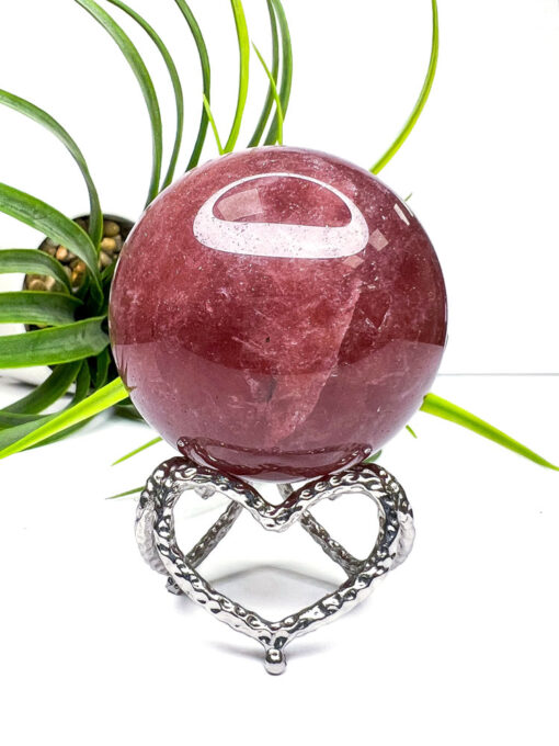 silver heart crystal sphere stand