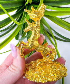 gold unicorn crystal sphere stand