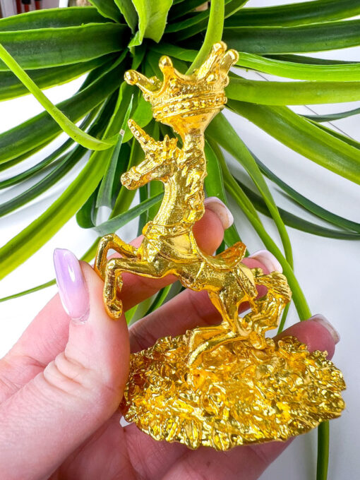 gold unicorn crystal sphere stand