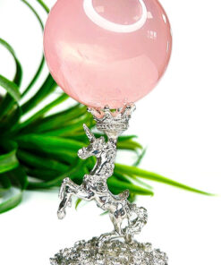 silver unicorn crystal sphere stand