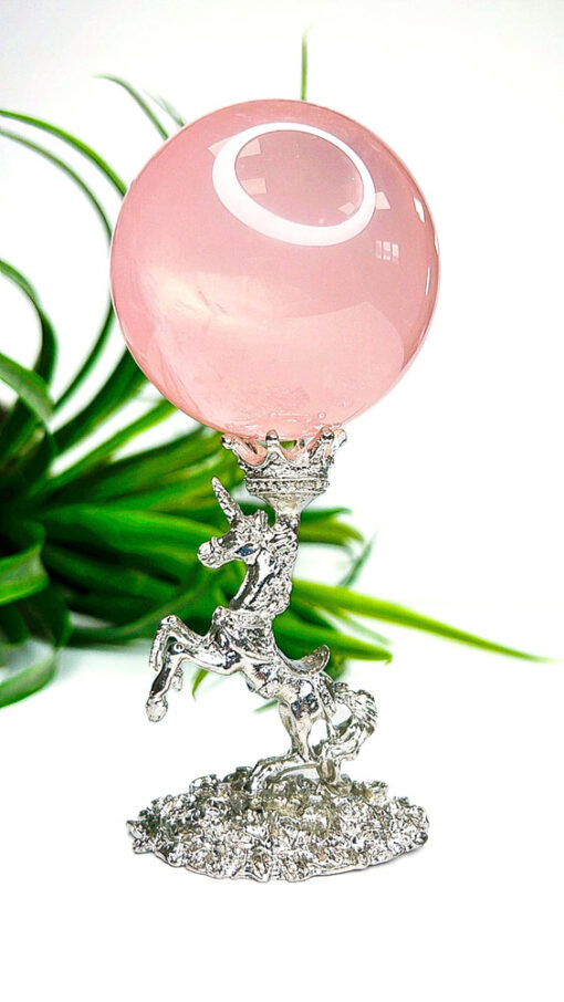 silver unicorn crystal sphere stand