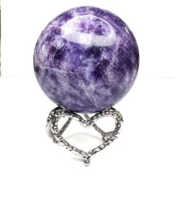 silver heart crystal sphere stand