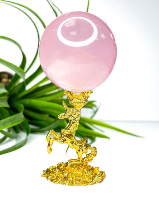 gold unicorn crystal sphere stand