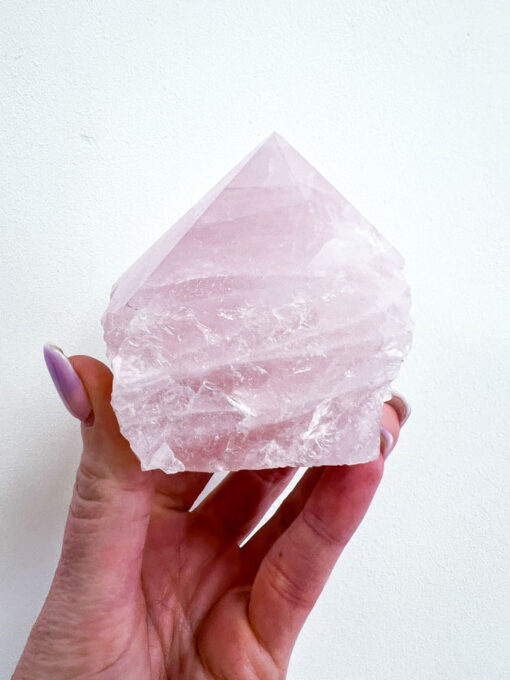 Rose Quartz half polished point