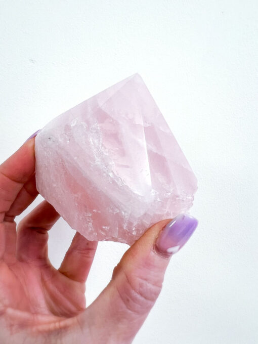 Rose Quartz half polished point