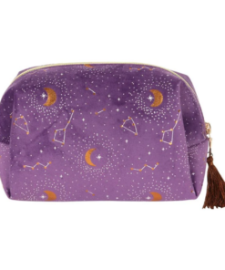 purple celestial tasseled makeup bag