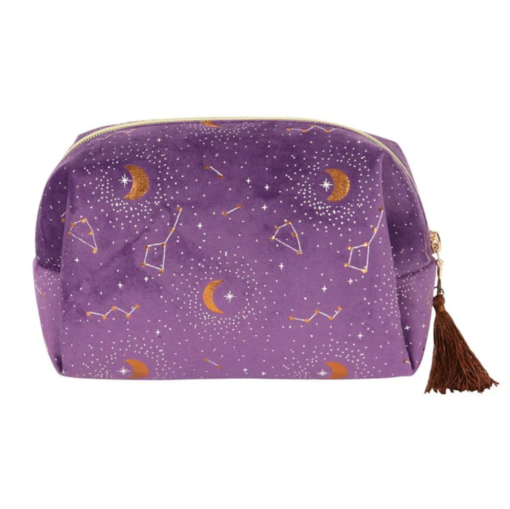 purple celestial tasseled makeup bag