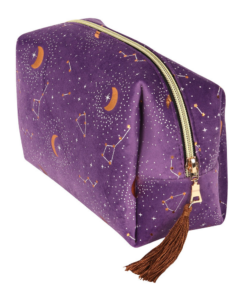 purple celestial tasseled makeup bag