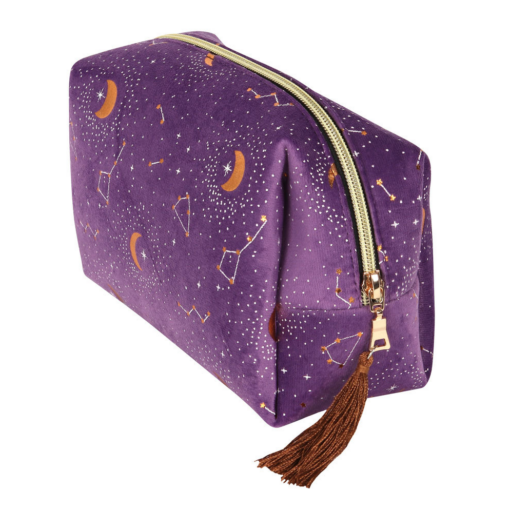 purple celestial tasseled makeup bag