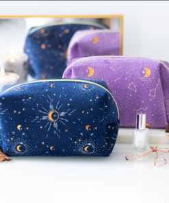 purple celestial tasseled makeup bag