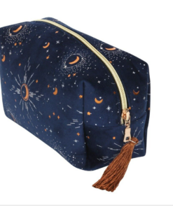 blue celestial tasseled makeup bag